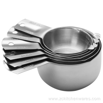 Stackable Large 6 Stainless Steel Measuring Cups Set